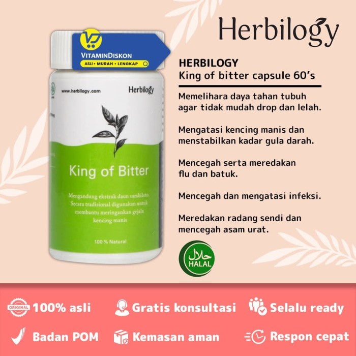HERBILOGY KING OF BITTER CAPSULE 60 PCS/BTL BPOM UNTUK KEKEBALAN TUBUH