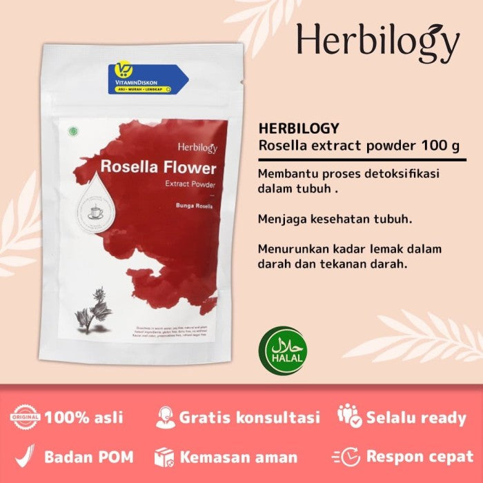 HERBILOGY ROSELLA EXTRACT POWDER 100GR BPOM UNTUK KESEHATAN TUBUH