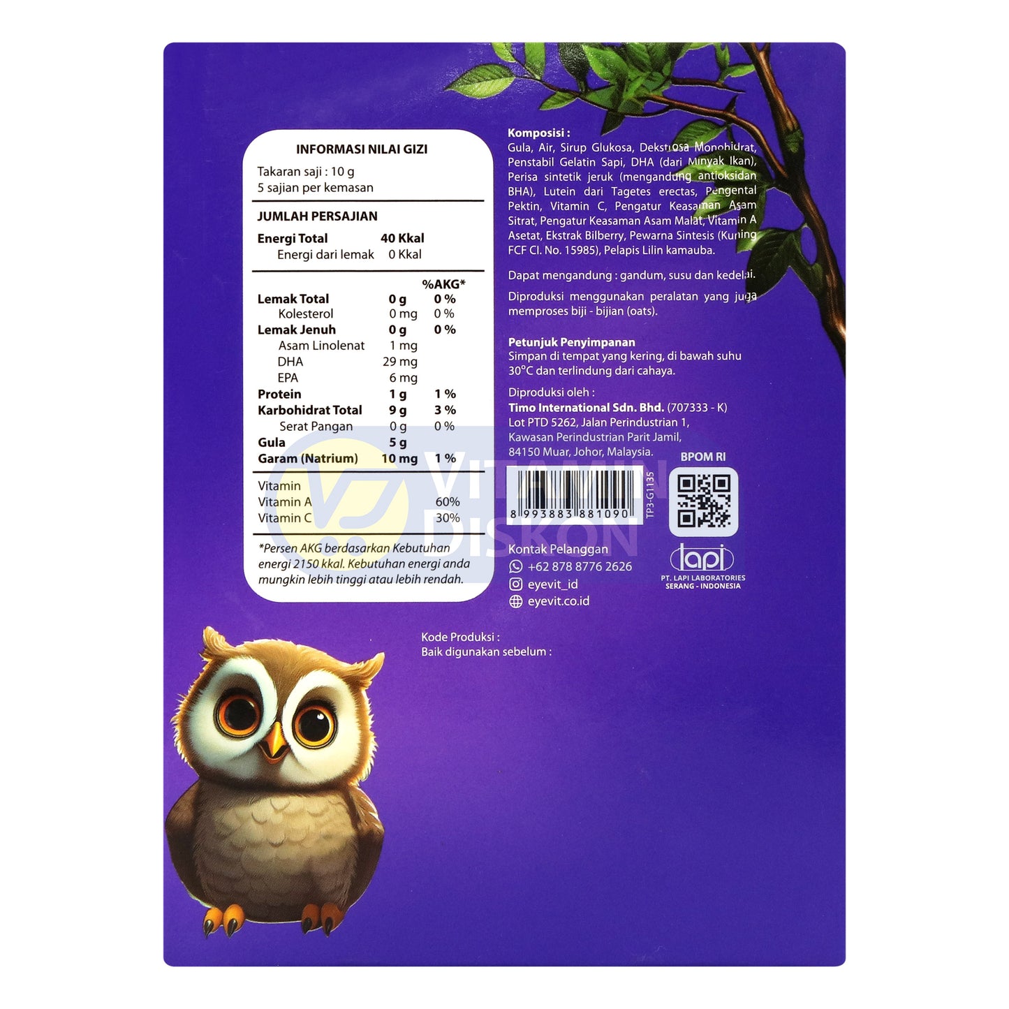 EYEVIT GUMMY RASA ORANGE 1 BOX ISI 5 SACHET