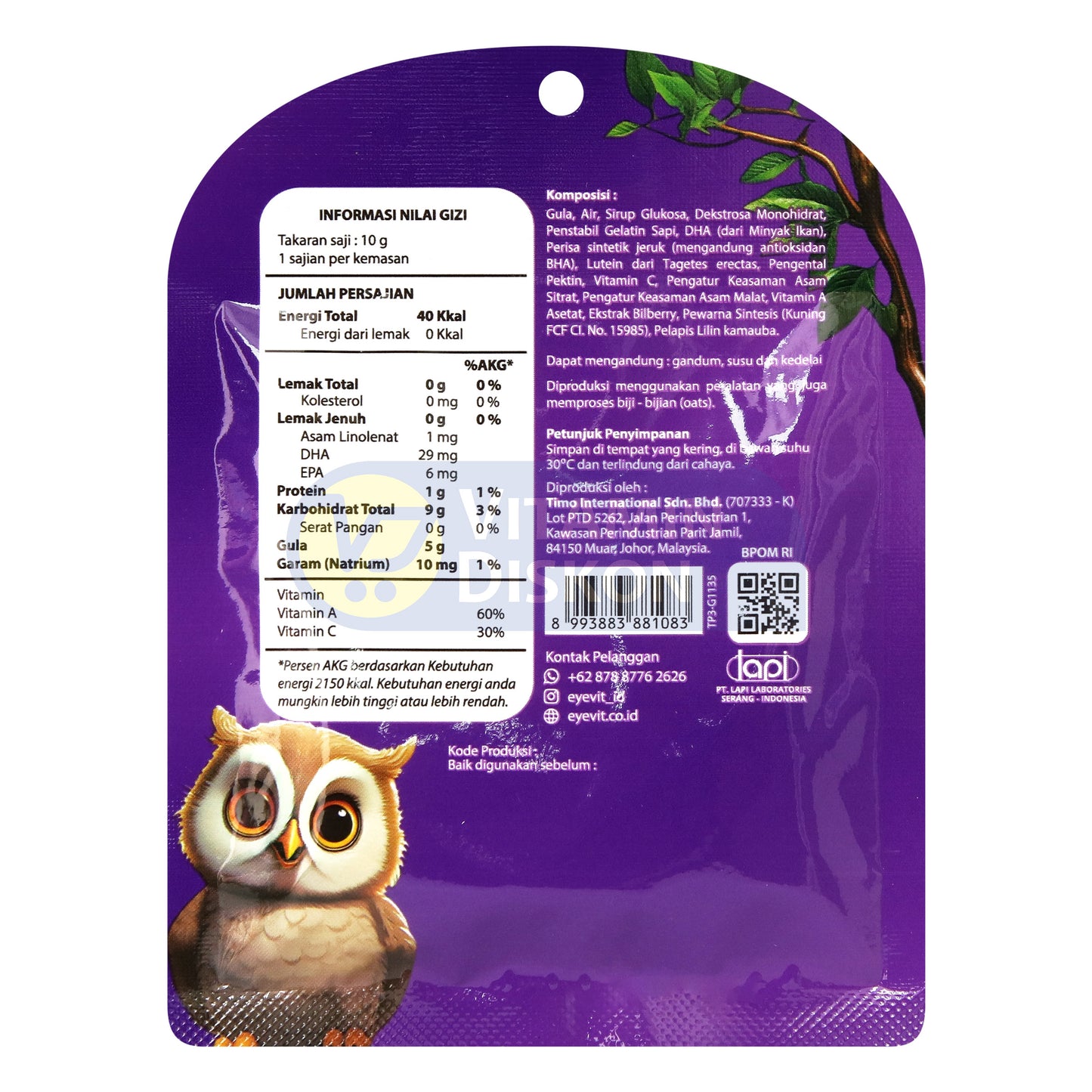 EYEVIT GUMMY RASA ORANGE 1 SACHET ISI 5 GUMMY