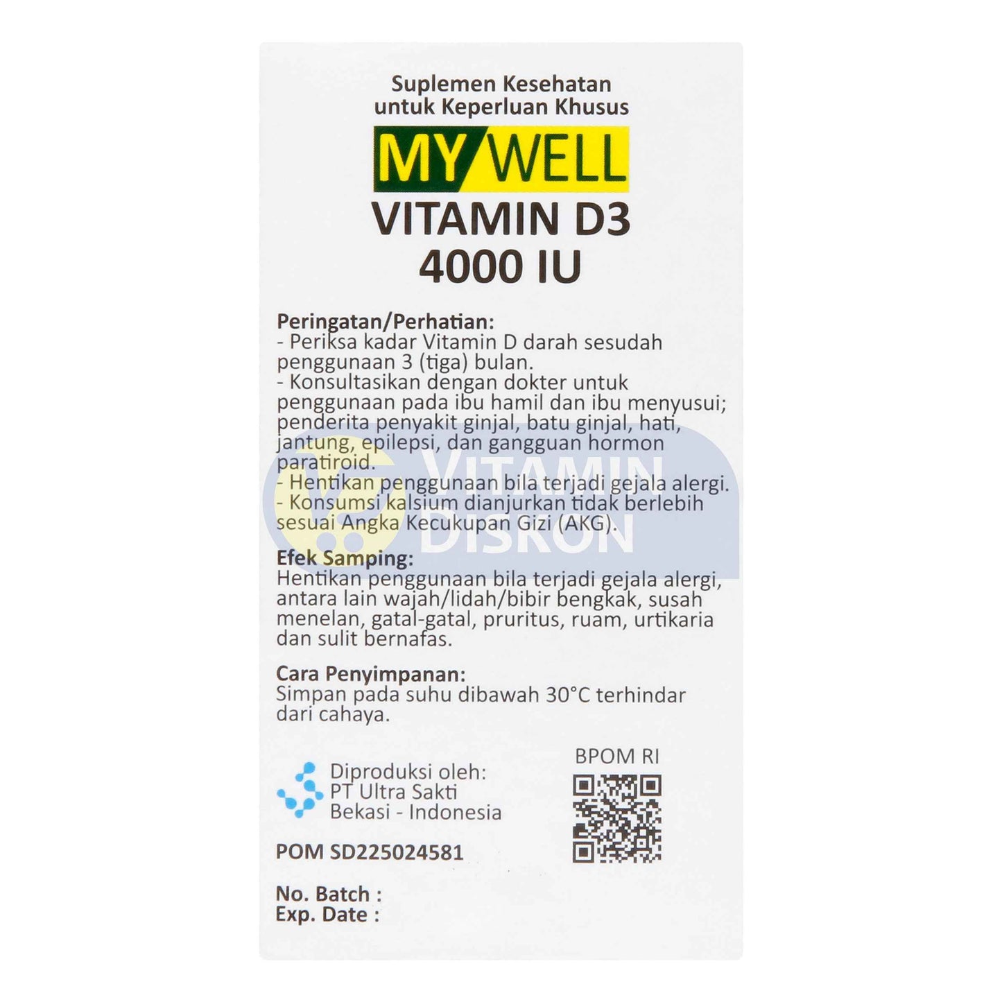 MYWELL VIT D3 4000 IU ISI 20 TABLET