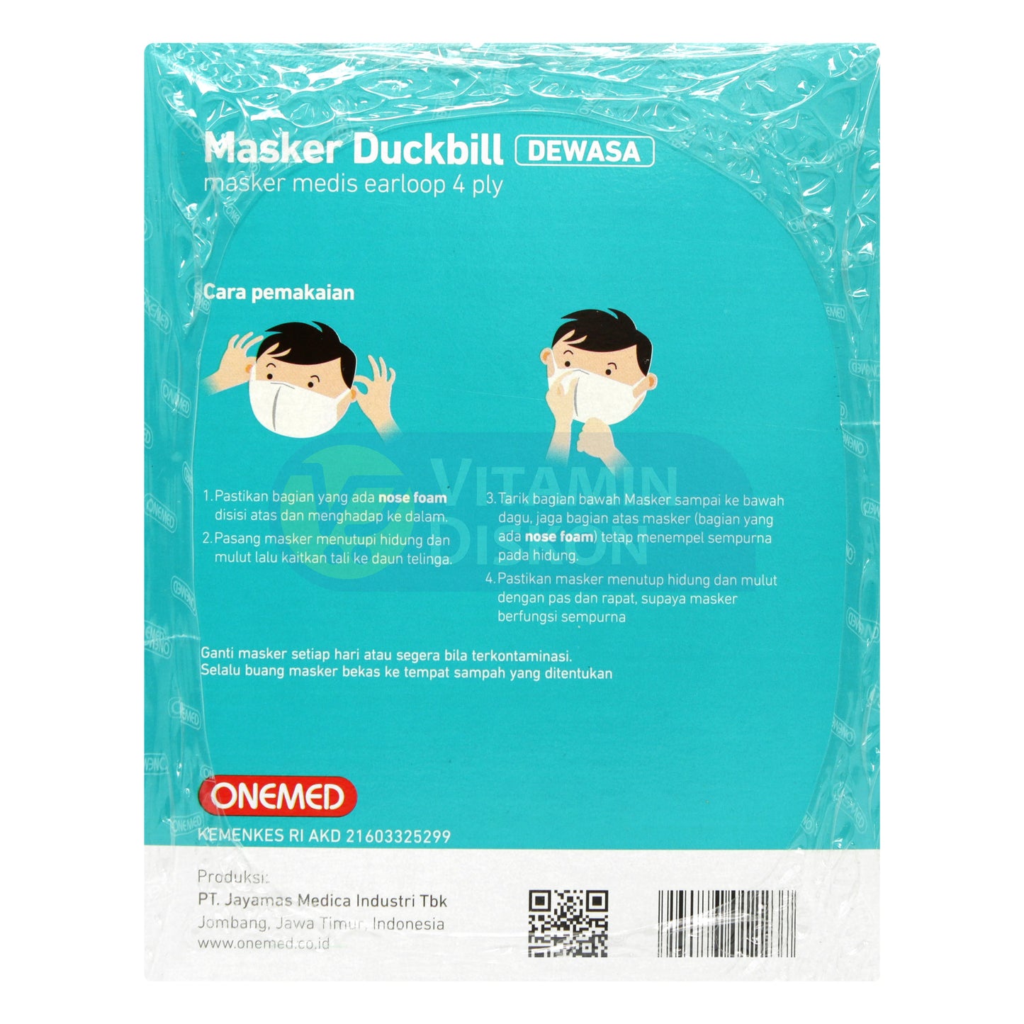 ONEMED MASKER MEDIS DUCKBILL DEWASA BOX 25 SHEET