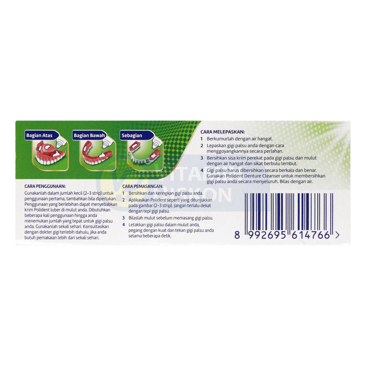POLIDENT PEREKAT GIGI PALSU FLAVOUR FREE 20GR