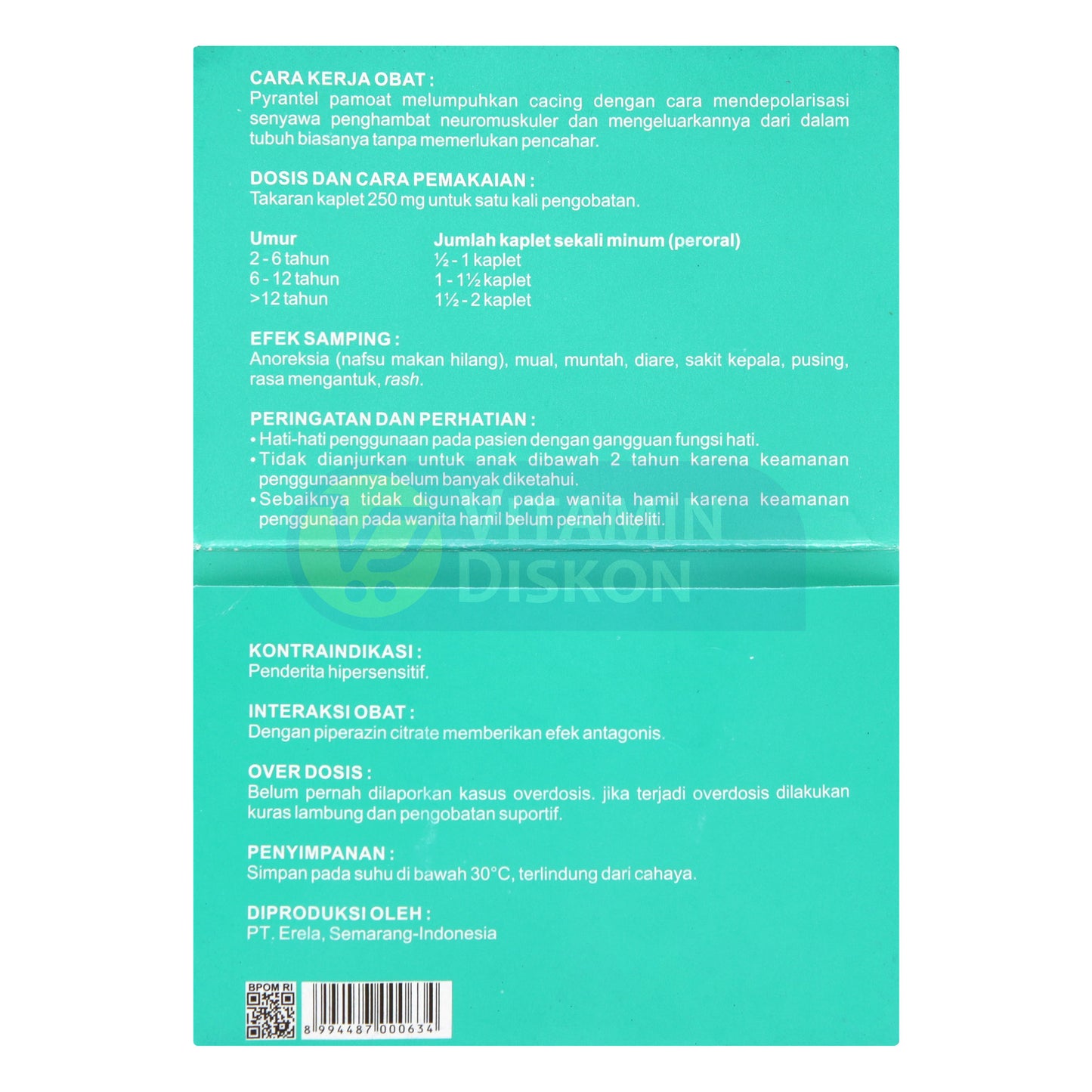 WORMETRIN PIRANTEL OBAT CACING ISI 2 KAPLET