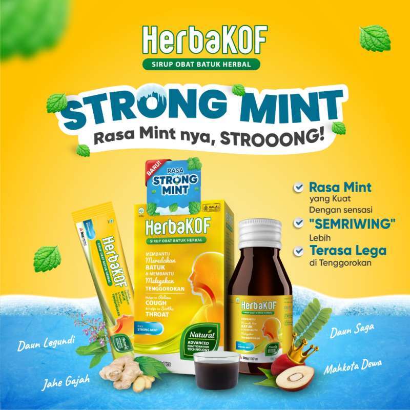 HERBAKOF SIRUP OBAT BATUK HERBAL STRONG MINT 100ML