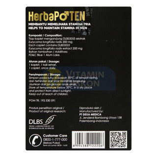 HERBAPOTEN 30 KAPLET SUPLEMEN VITALITAS STAMINA PRIA HERBAL