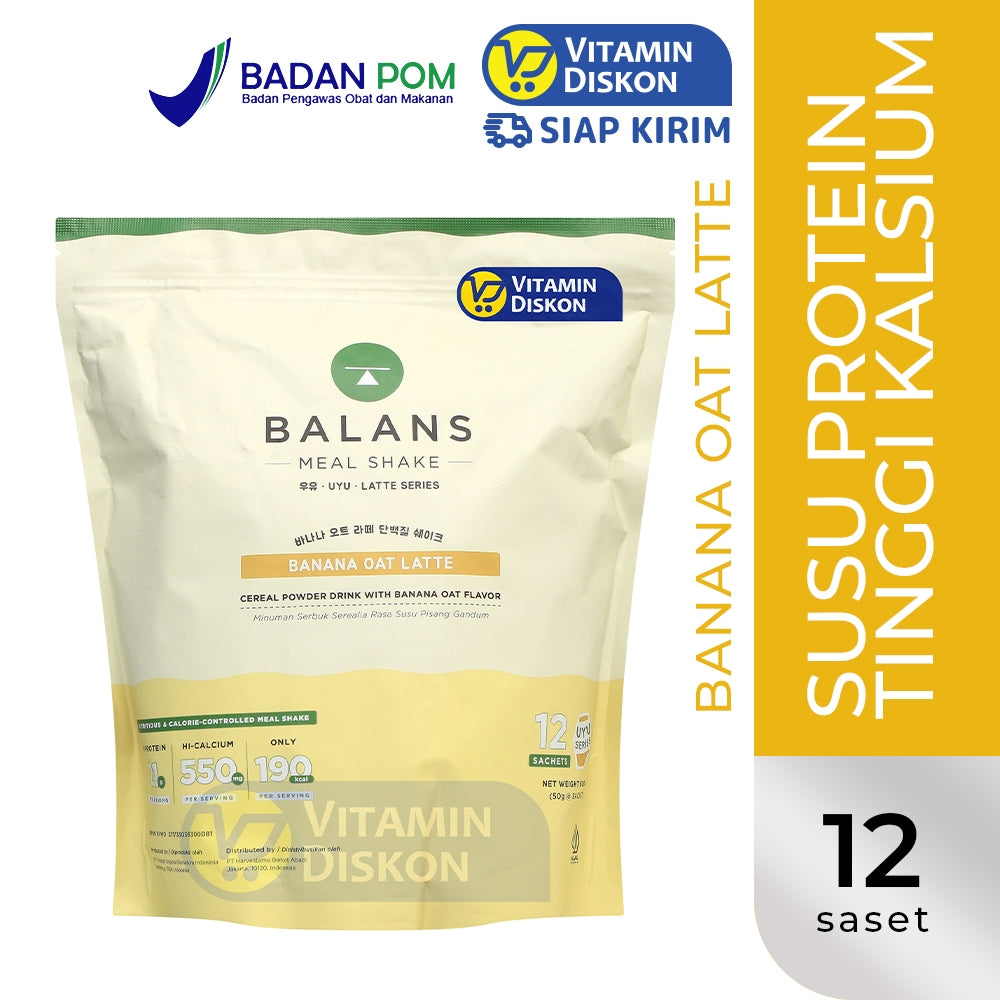 BALANS MEAL SHAKE BANANA OAT LATTE 1 POUCH @12 Pcs