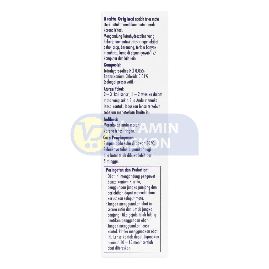 BRAITO ORIGINAL TETRAHYDROLINE HCL - ISI 0,5ML @ 10 PCS