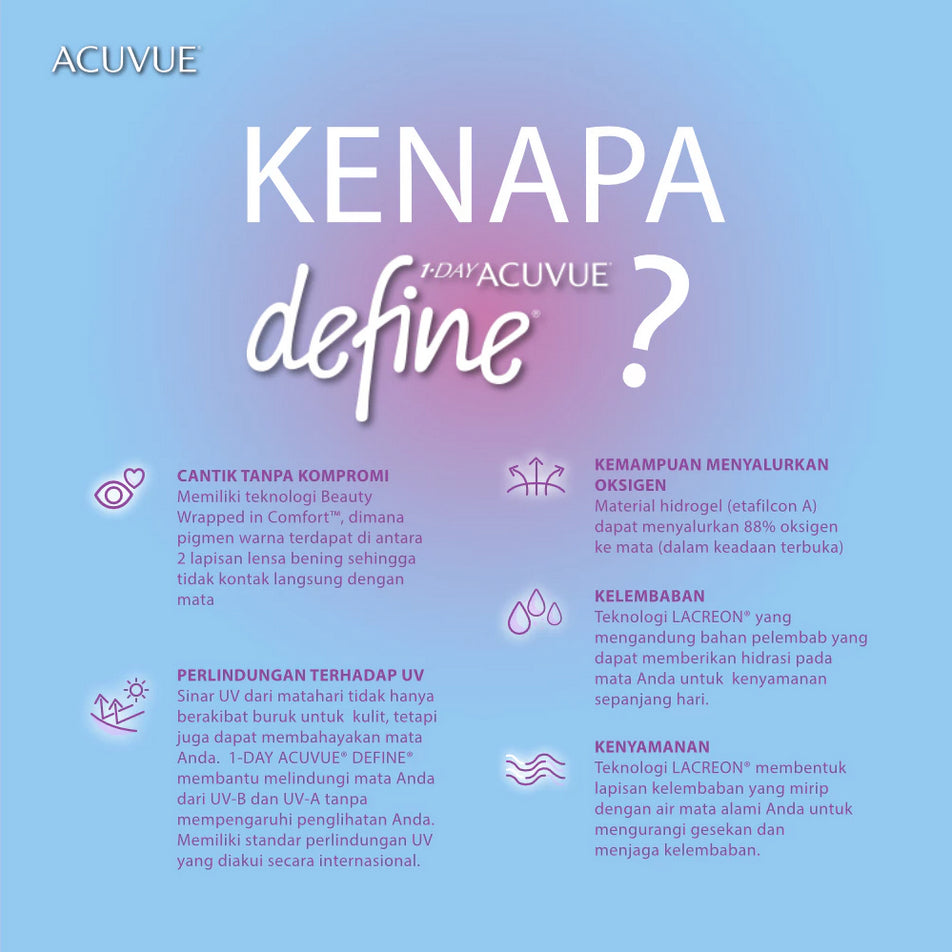 ACUVUE 1 DAY DEFINE FRESH BLUE WITH LACREON 5 PAIRS/10 PCS (-) 3.5