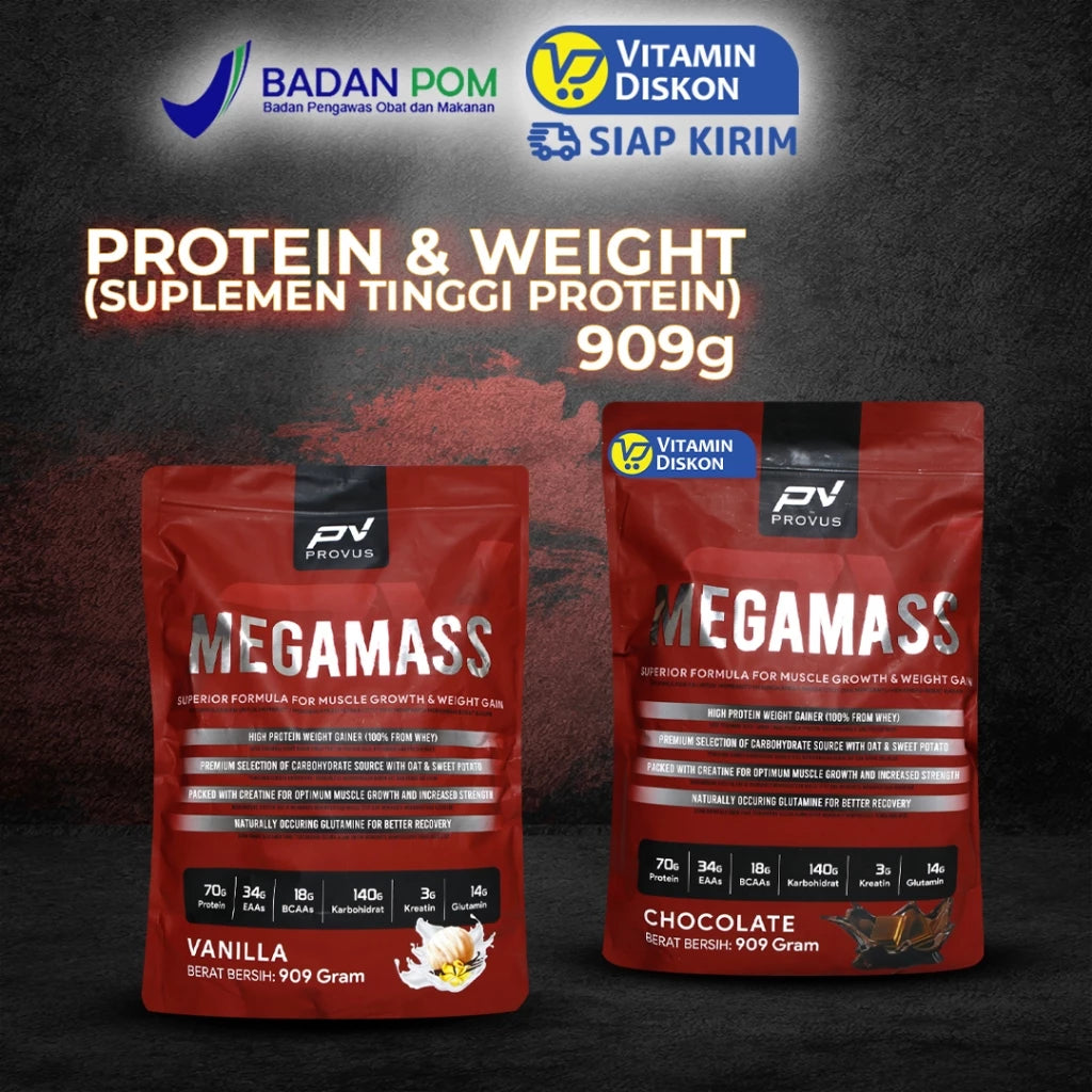 PROVUS MEGAMASS SUPERIOR FORMULA FOR MUSCLE GROWTH AND WEIGHT GAIN RASA VANILLA 909 GR