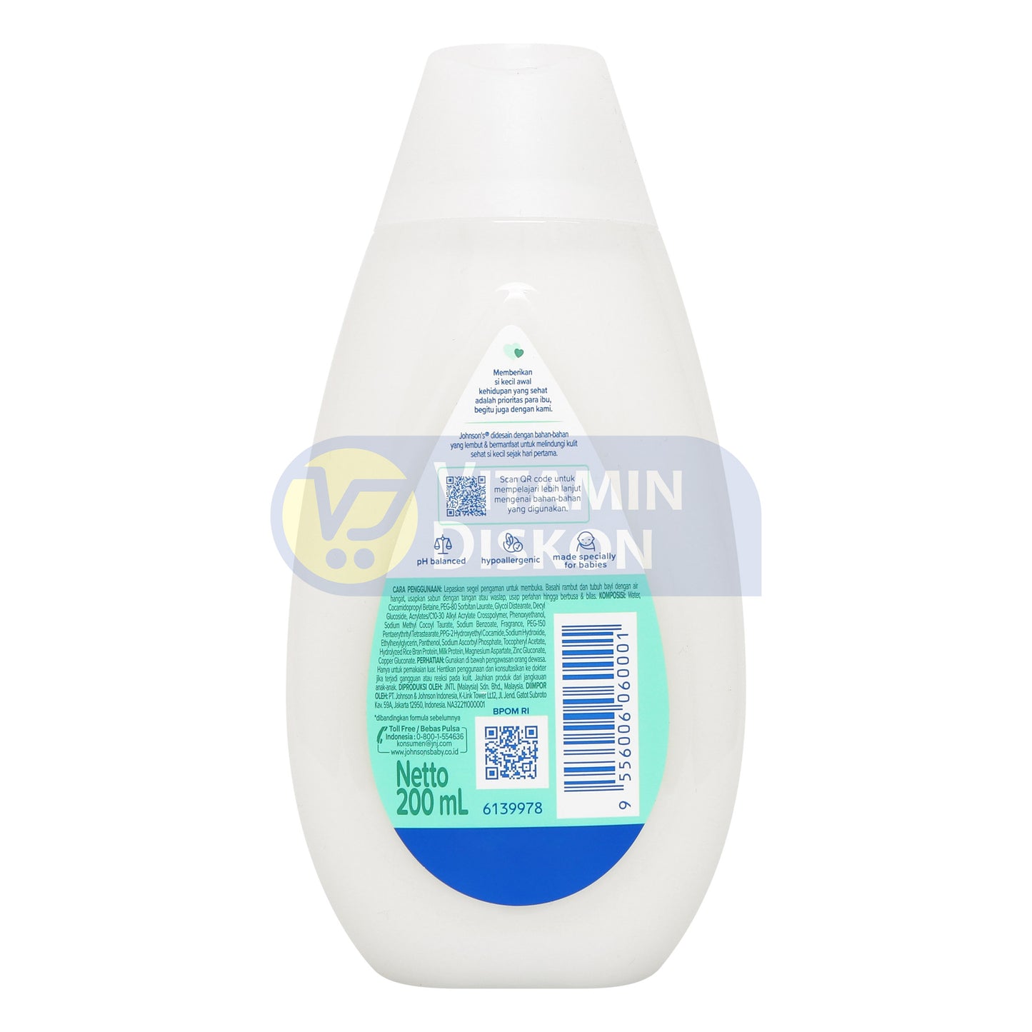 JOHNSONS MILK RICE HAIR AND BODY BABY BATH 200ML