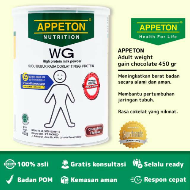 APPETON WEIGHT GAIN SUSU UNTUK GEMUK RASA COKLAT 450 Gr