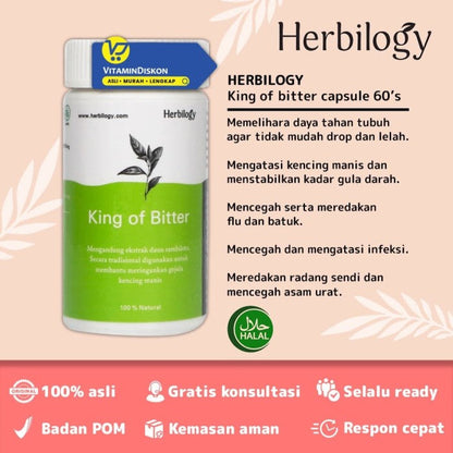 HERBILOGY KING OF BITTER CAPSULE 60 PCS/BTL BPOM UNTUK KEKEBALAN TUBUH