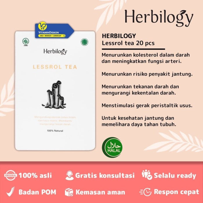 HERBILOGY LESSROL TEA 20 PCS/BOX BPOM UNTUK KESEHATAN TUBUH