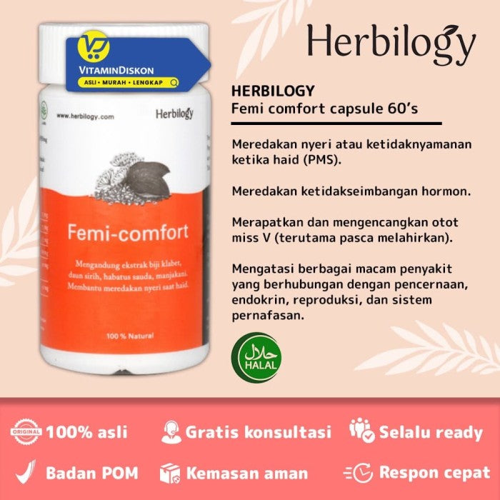 HERBILOGY FEMI COMFORT CAPSULE 60 PCS/BTL BPOM UNTUK KESEHATAN WANITA