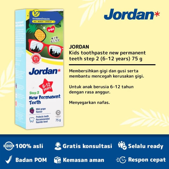 JORDAN KIDS TOOTHPASTE NEW PERMANENT TEETH STEP 2 (6-12 YEARS) 75G