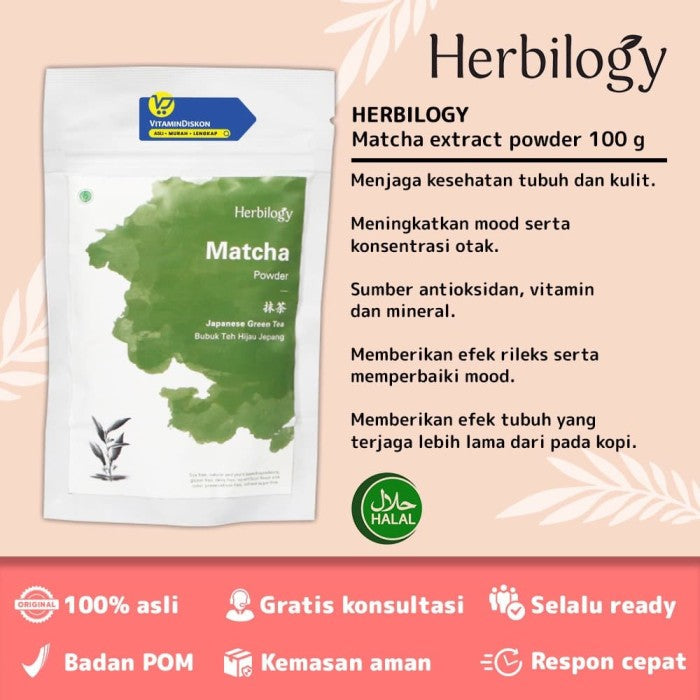 HERBILOGY MATCHA POWDER 100GR BPOM UNTUK KESEHATAN KULIT