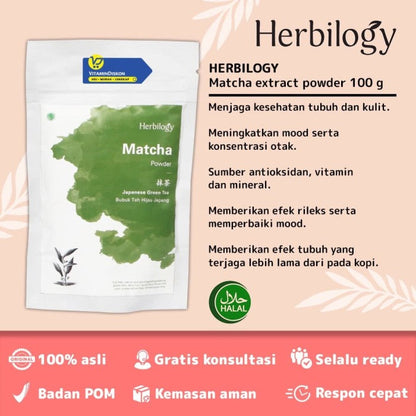 HERBILOGY MATCHA POWDER 100GR BPOM UNTUK KESEHATAN KULIT