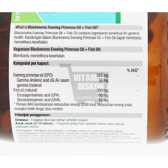 BLACKMORES EVENING PRIMROSE OIL PLUS FISH OIL BPOM KALBE - 100 CAPS