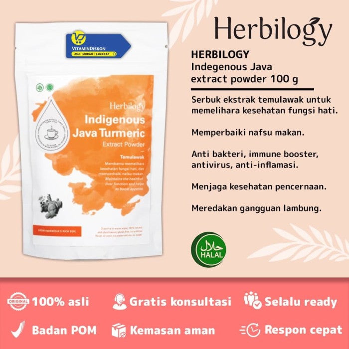 HERBILOGY INDEGENOUS JAVA TURMERIC EXTRACT POWDER 100GR BPOM UNTUK KESEHATAN TUBUH