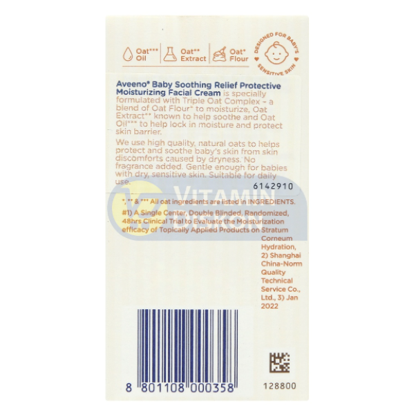AVEENO BABY SOOTHING RELIEF MOISTURIZING FACIAL CREAM 48 GR