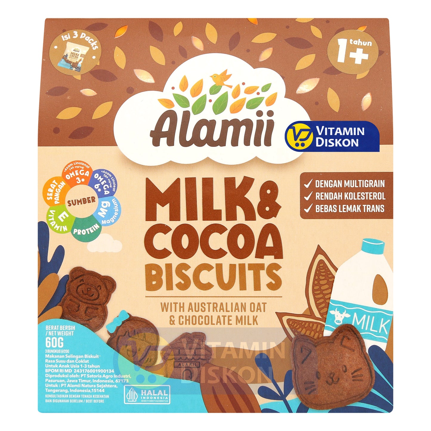 ALAMII MILK & COCOA BISCUITS 60GR