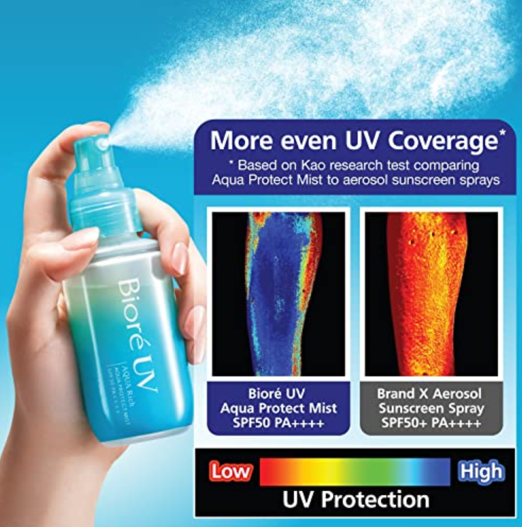 BIORE UV AQUA RICH AQUA PROTECT MIST SPF 50 PA++++ SKINCARE SUNSCREEN 60ML