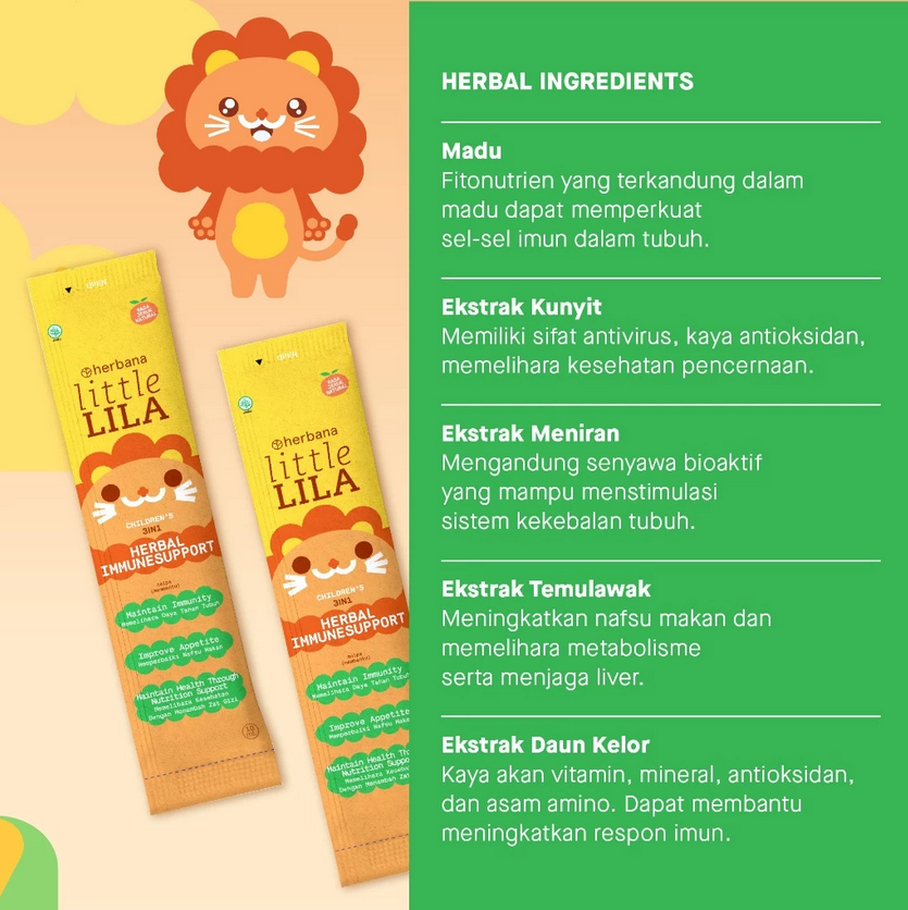HERBANA LITTLE LILA CHILDRENS 3IN1 HERBAL IMMUNE SUPPORT 12 STICKPACKS
