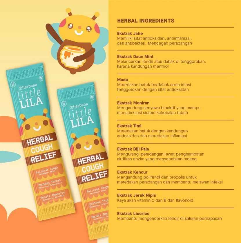 HERBANA LITTLE LILA CHILDRENS HERBAL COUGH RELIEF 12 STICKPACS