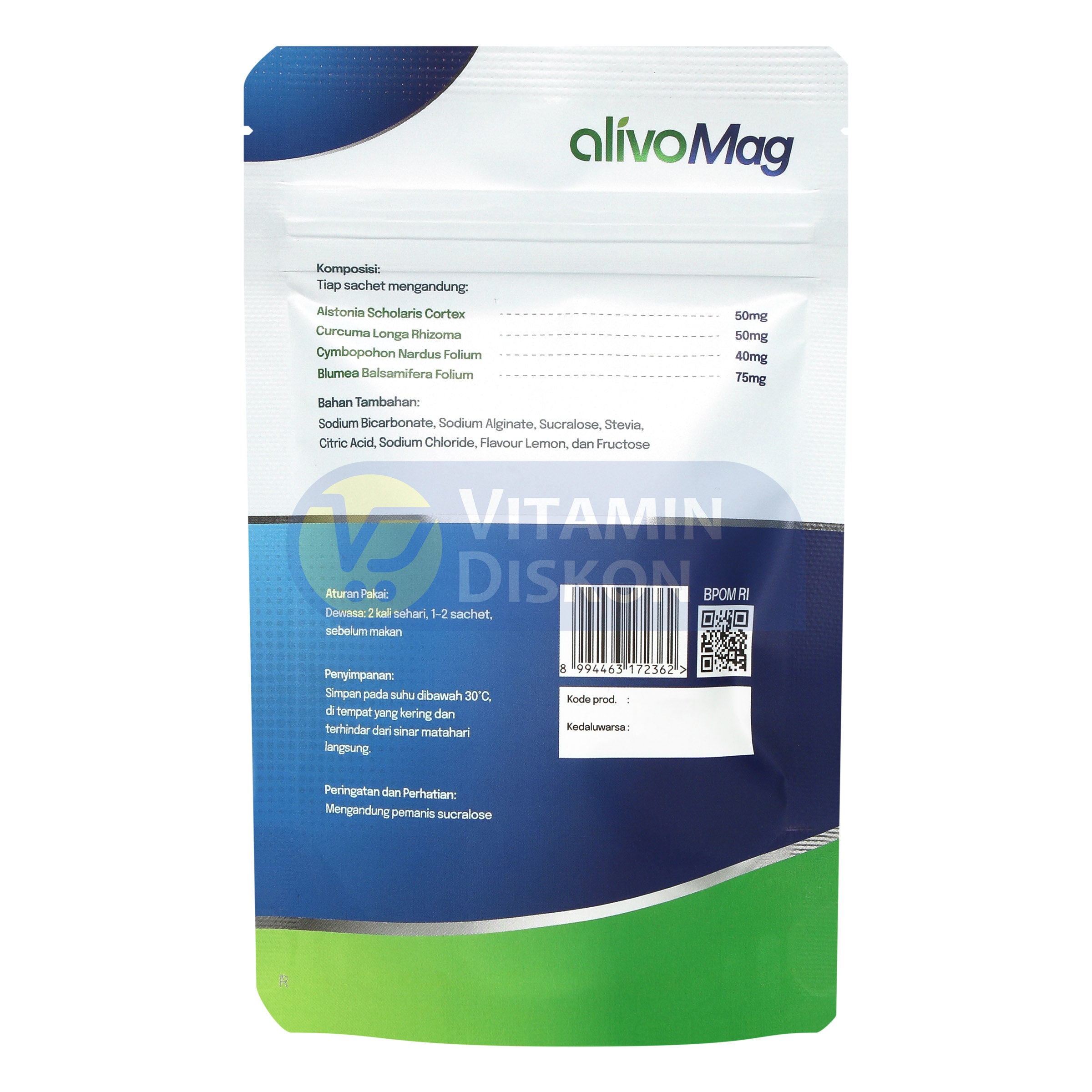 ALIVOMAG SUPLEMEN HERBAL LAMBUNG RASA LEMON 5 SACHET 3GR