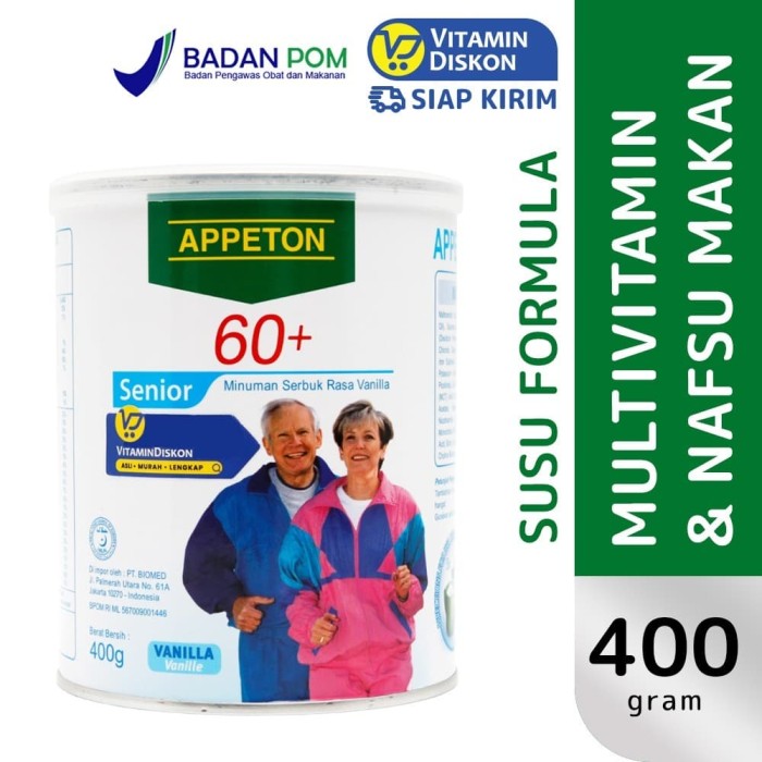 APPETON 60 PLUS SUSU UNTUK LANSIA RASA VANILLA 400 GR