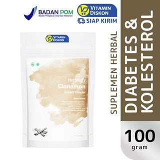 HERBILOGY CINNAMON (KAYU MANIS) EXTRACT POWDER 100GR BPOM MERINGANKAN GEJALA KENCING MANIS