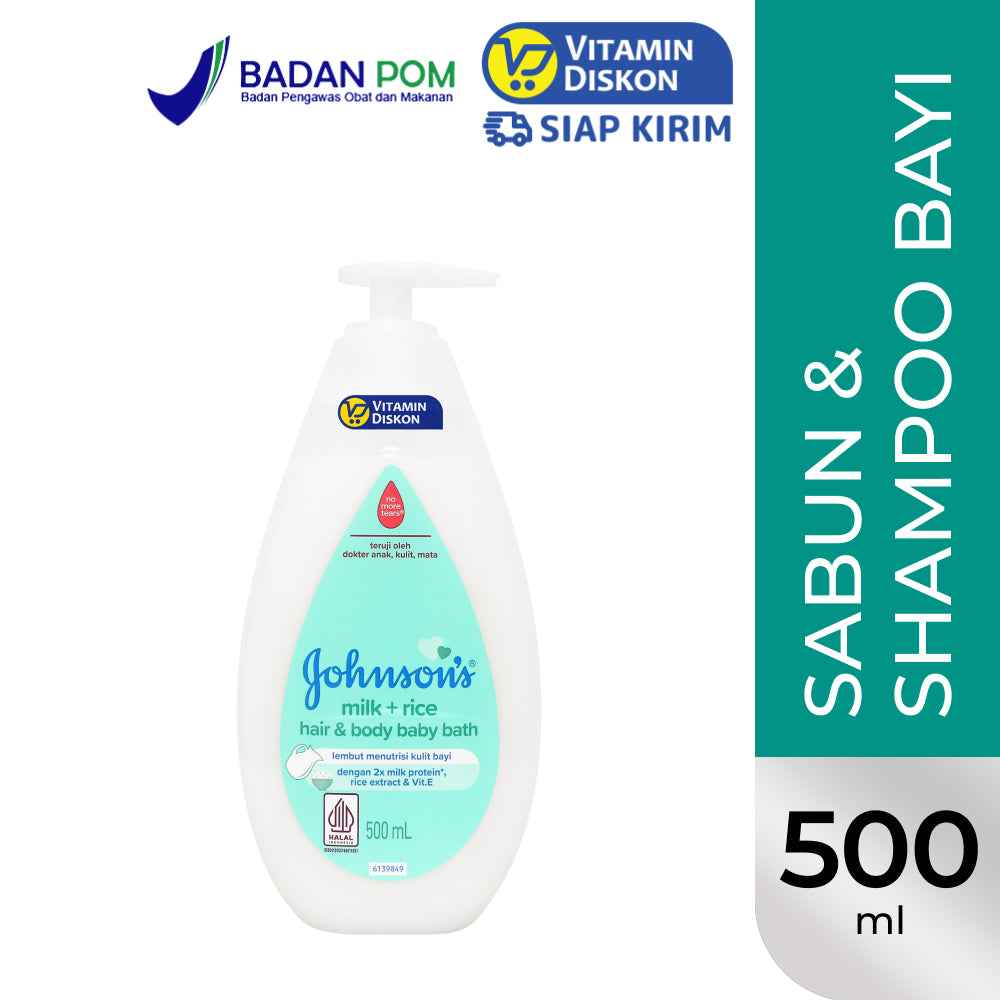 JOHNSONS MILK RICE HAIR AND BODY BABY BATH PUMP 500 ML