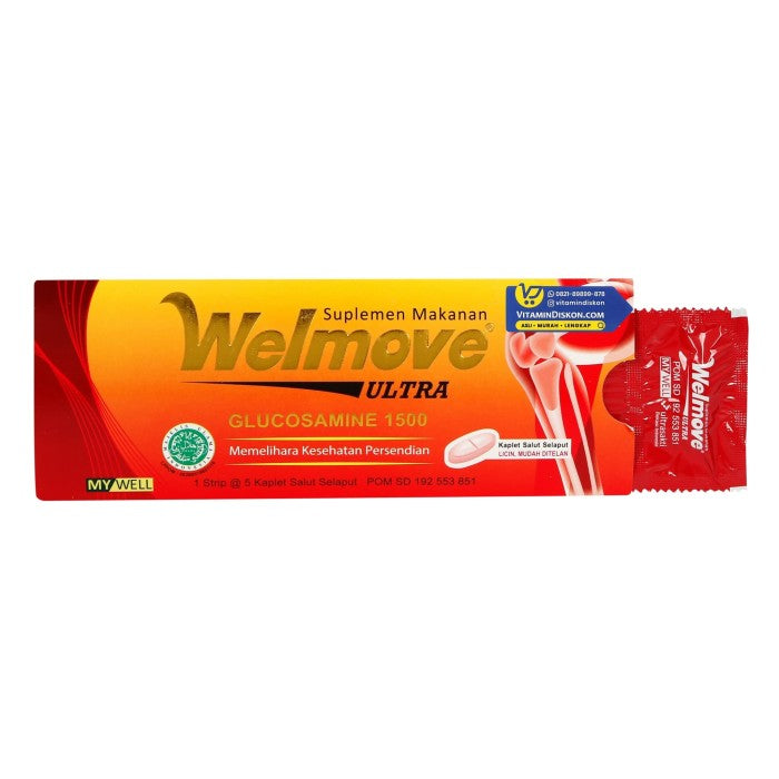 WELMOVE ULTRA GLUCOSAMINE 1500 SUPLEMEN MAKANAN 1 STRIP ISI 5 KAPLET