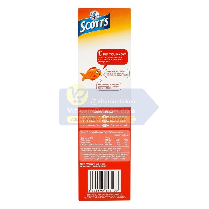 SCOTTS EMULSION VITA ORANGE 400 ML