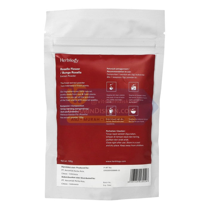 HERBILOGY ROSELLA EXTRACT POWDER 100GR BPOM UNTUK KESEHATAN TUBUH