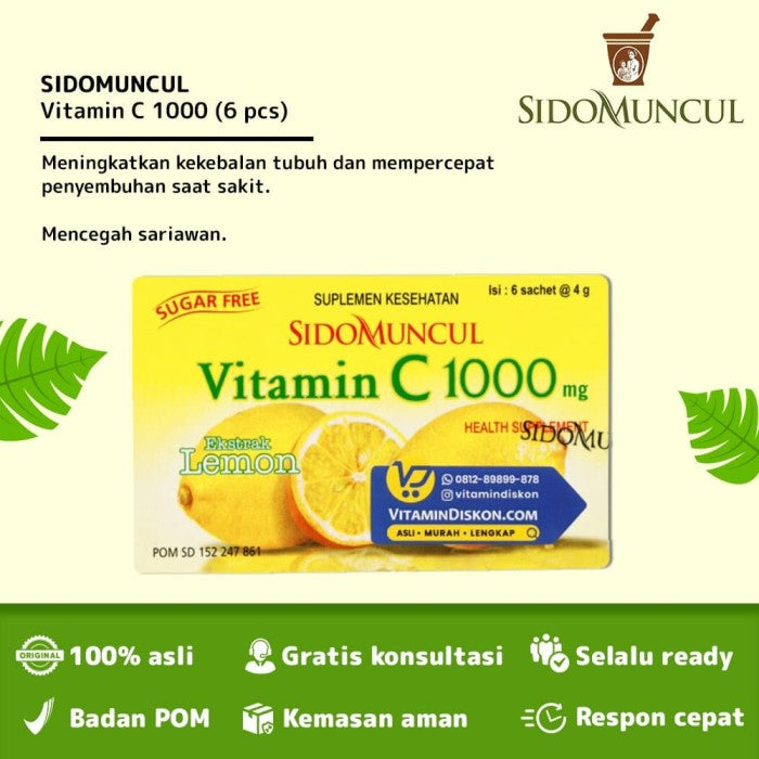 SIDOMUNCUL VITAMIN C 1000 MG EXTRACT LEMON - 1 BOX (6 PC)