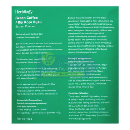 HERBILOGY GREEN COFFEE EXTRACT POWDER 100GR BPOM UNTUK MENURUNKAN BERAT BADAN
