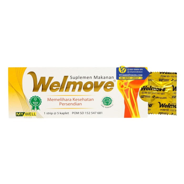 WELMOVE SUPLEMEN MAKANAN (MEMELIHARA KESEHATAN PERSENDIAN) 1 STRIP ISI 5 KAPLET