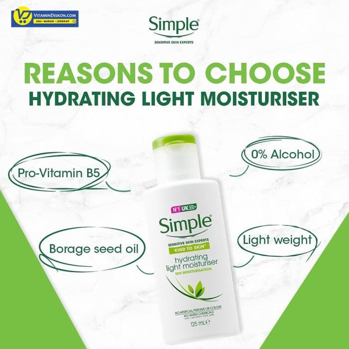 SIMPLE KIND TO SKIN (ALL SKIN TYPE) HYDRATING LIGHT MOISTURISER MELEMBABKAN 12 JAM 125 ML