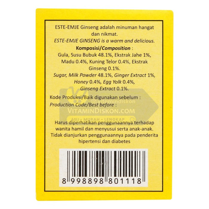 SIDOMUNCUL ESTE-EMJE PLUS GINGSENG - 1 BOX (5 PC)