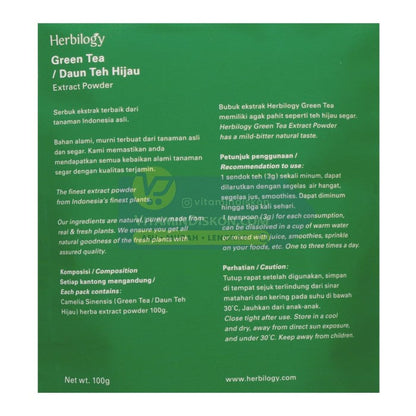 HERBILOGY GREEN TEA EXTRACT POWDER 100GR BPOM UNTUK MENURUNKAN BERAT BADAN