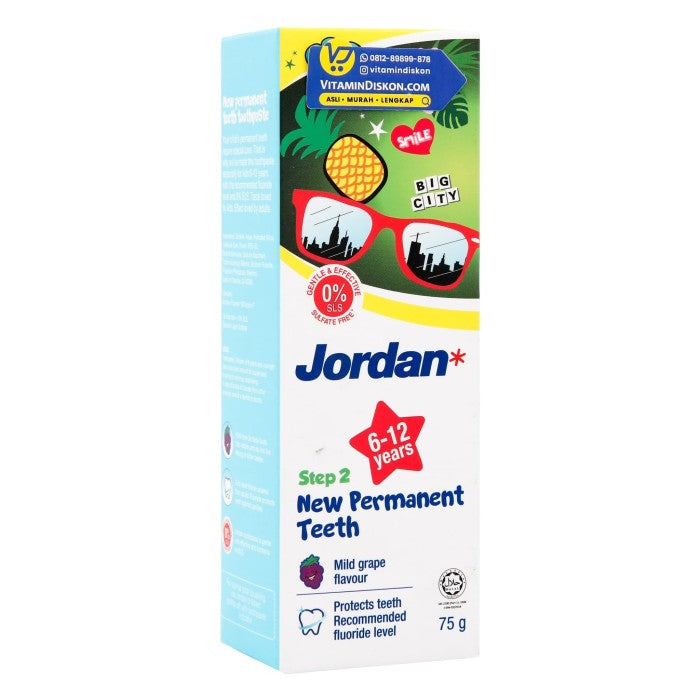 JORDAN KIDS TOOTHPASTE NEW PERMANENT TEETH STEP 2 (6-12 YEARS) 75G