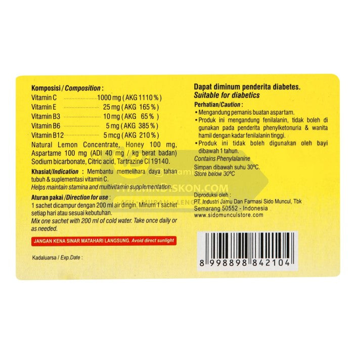 SIDOMUNCUL VITAMIN C 1000 MG EXTRACT LEMON - 1 BOX (6 PC)