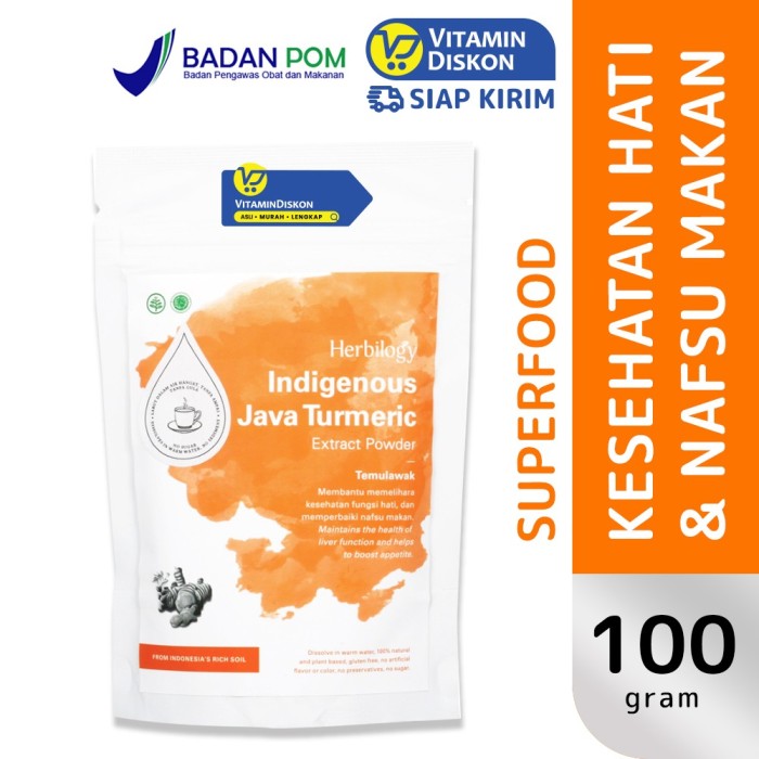 HERBILOGY INDEGENOUS JAVA TURMERIC EXTRACT POWDER 100GR BPOM UNTUK KESEHATAN TUBUH