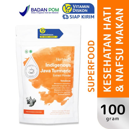 HERBILOGY INDEGENOUS JAVA TURMERIC EXTRACT POWDER 100GR BPOM UNTUK KESEHATAN TUBUH