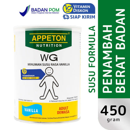 APPETON WEIGHT GAIN SUSU UNTUK GEMUK RASA VANILLA 450 Gr