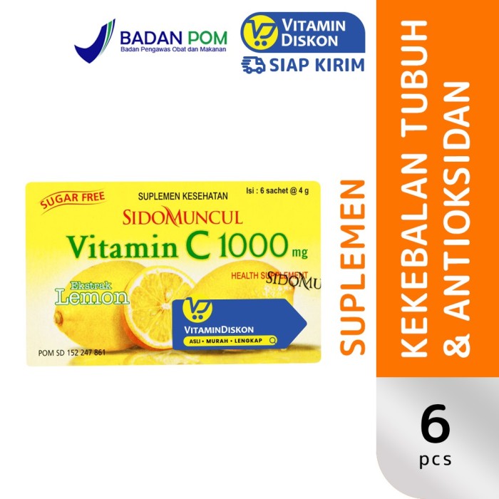 SIDOMUNCUL VITAMIN C 1000 MG EXTRACT LEMON - 1 BOX (6 PC)