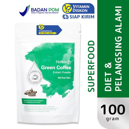 HERBILOGY GREEN COFFEE EXTRACT POWDER 100GR BPOM UNTUK MENURUNKAN BERAT BADAN