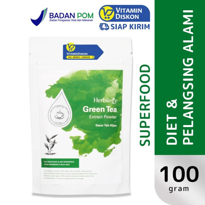 HERBILOGY GREEN TEA EXTRACT POWDER 100GR BPOM UNTUK MENURUNKAN BERAT BADAN